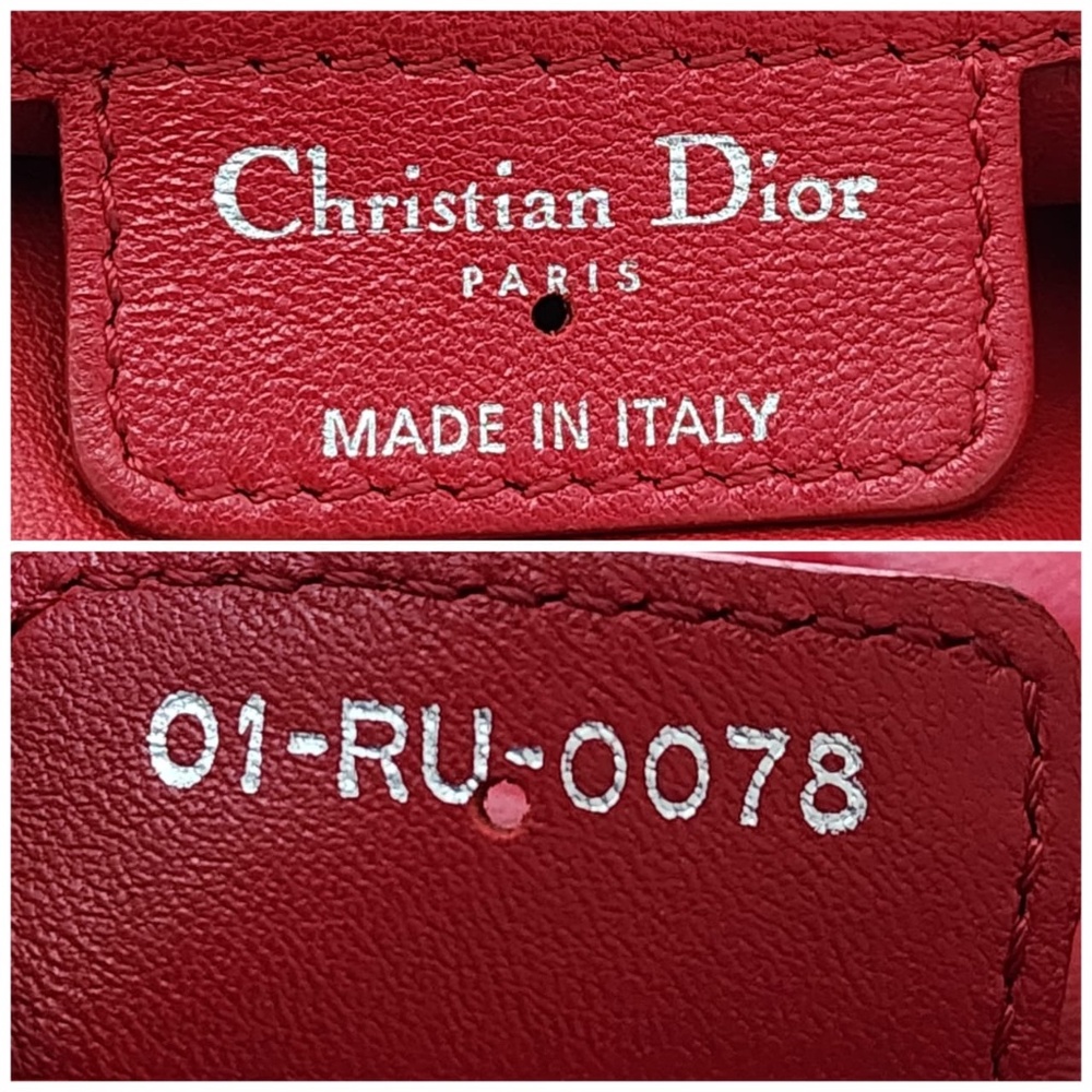 Authentic Christian Dior Rafia Lady Dior Tote Red - Picture 8 of 15